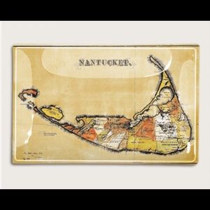 Nantucket Decoupage Glass Tray / Signed